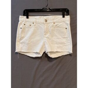 J. Crew Jean Shorts Women's Size 26 White Low Rise Booty Shorty Denim Frayed Hem